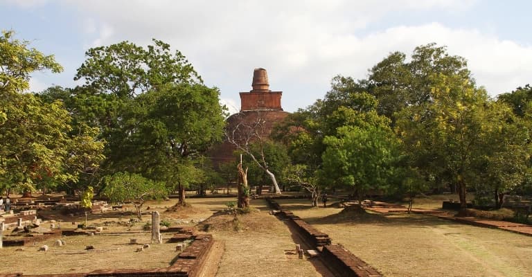 Dambulla Cave Temple with ancient Buddhist murals and statues in Sri Lanka