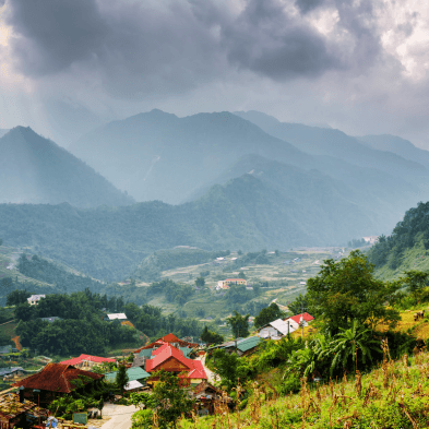 Cat Cat Village in Sapa with rice terraces and traditional mountain village scenery