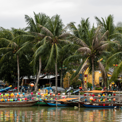 Hoi An Ancient Town with lantern-lit streets and historic riverside buildings