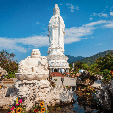 Linh Ung Pagoda in Danang with Lady Buddha statue overlooking the coastline