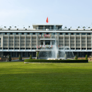 Reunification Palace in Ho Chi Minh City with historic government architecture