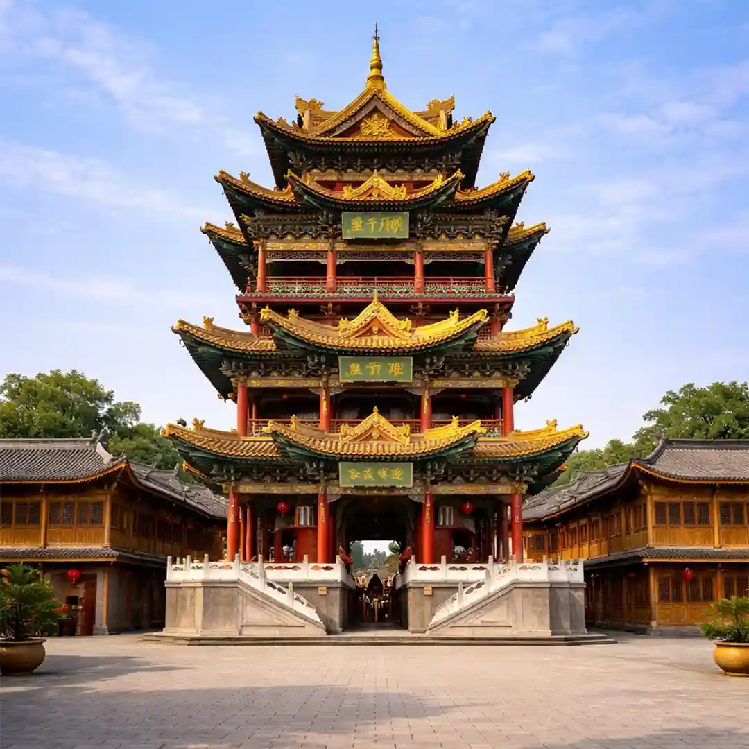 Chenghuang Temple Shanghai with traditional Chinese architecture, lanterns, and bustling local market